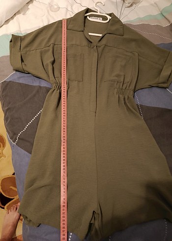 Kemerli Haki Kadın Midi Tulum - Görsel 8