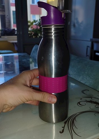  Beden Parlak Pembe Silikon Bantlı Çocuk Termosu