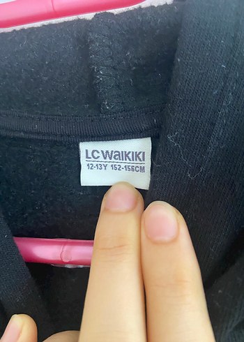 12-13 Yaş Beden siyah Renk Lc Waikiki 12-13 yaş Siyah Kapüşonlu Kız çocuk Sweatshirt