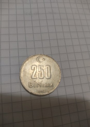Koleksiyon 250.000 lira metal para 2002 basımı.