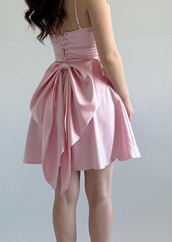 38 Beden pembe Renk Pudra Pembe Midi Strappy Elbise