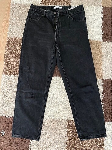 bershka 40 beden siyah mom jean