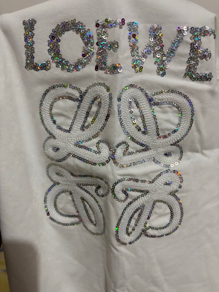 LOEWE Beyaz Barkodlu Kadın Tişört - Görsel 2