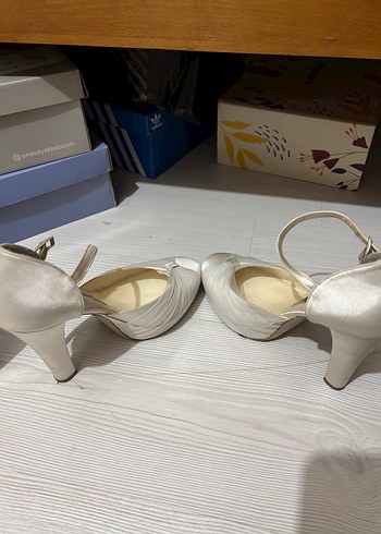 Beyaz Kadın Topuklu Vintage Gelin Ayakkabısı - Görsel 5