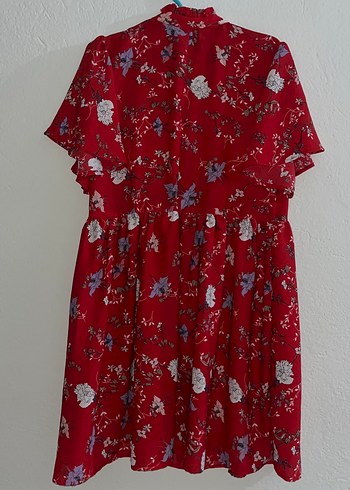 Kırmızı V Yaka Bohem Midi Elbise - Görsel 3