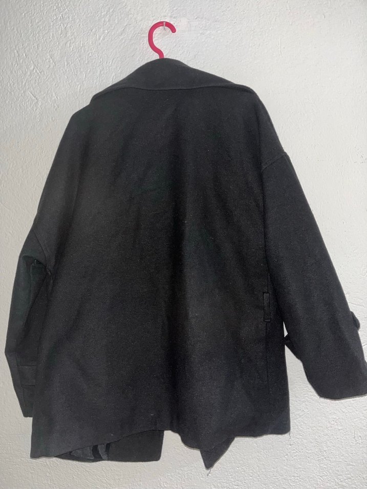 Düğmeli Siyah Midi Kadın Kaban 38 beden - Görsel 2