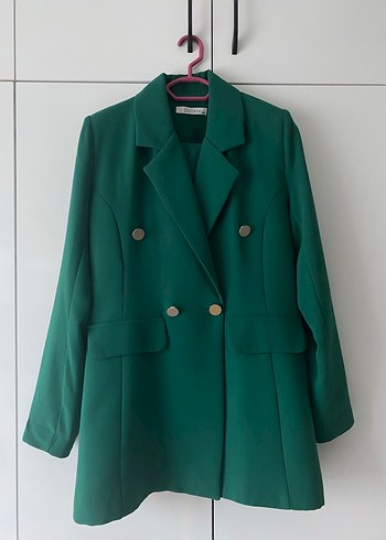 Yeşil Düğmeli Kadın Blazer Ceket