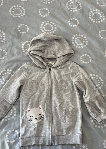 Civil marka 4-5 yaş Kız Çocuk Gri Kapüşonlu Sweatshirt - Görsel 2