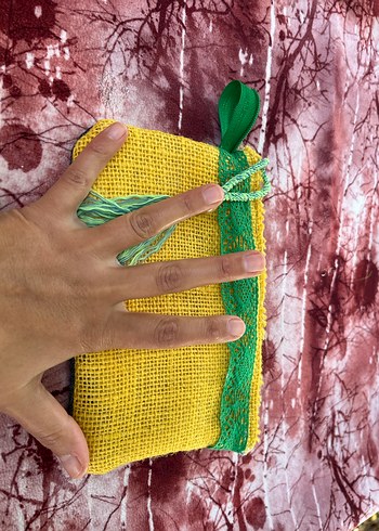 Sarı Nakışlı Bohem Püsküllü Kadın Clutch Çanta - Görsel 2