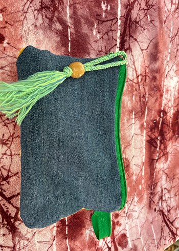 Sarı Nakışlı Bohem Püsküllü Kadın Clutch Çanta - Görsel 4