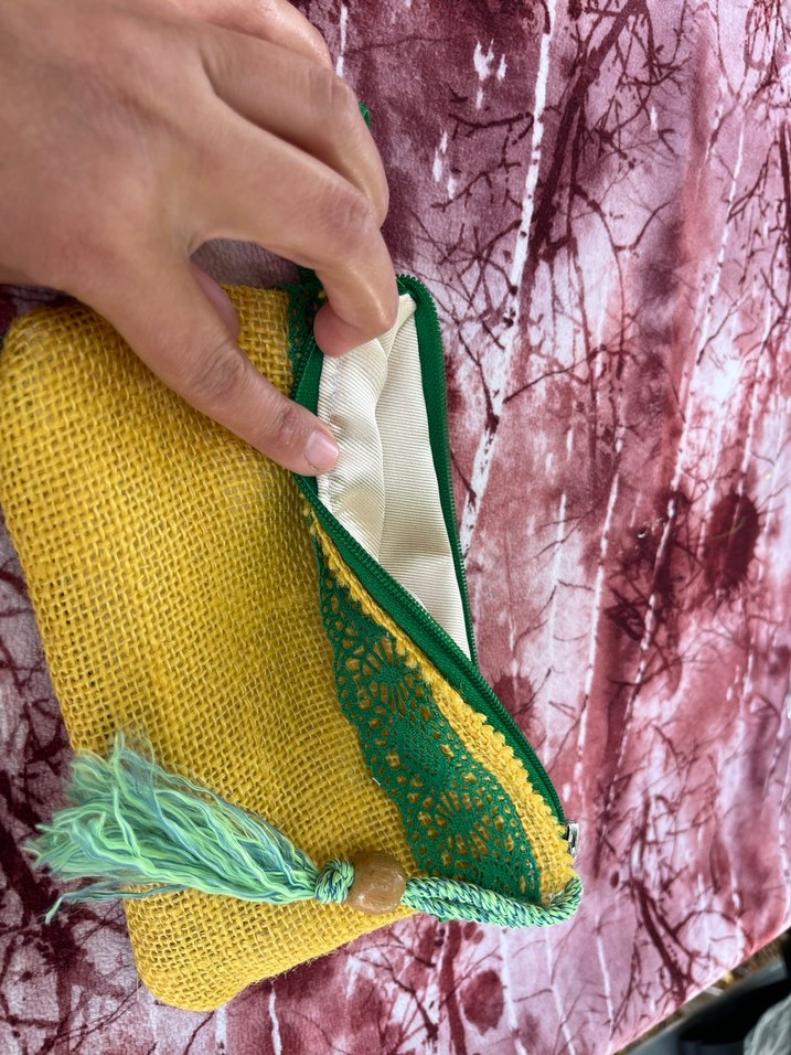 Sarı Nakışlı Bohem Püsküllü Kadın Clutch Çanta - Görsel 3