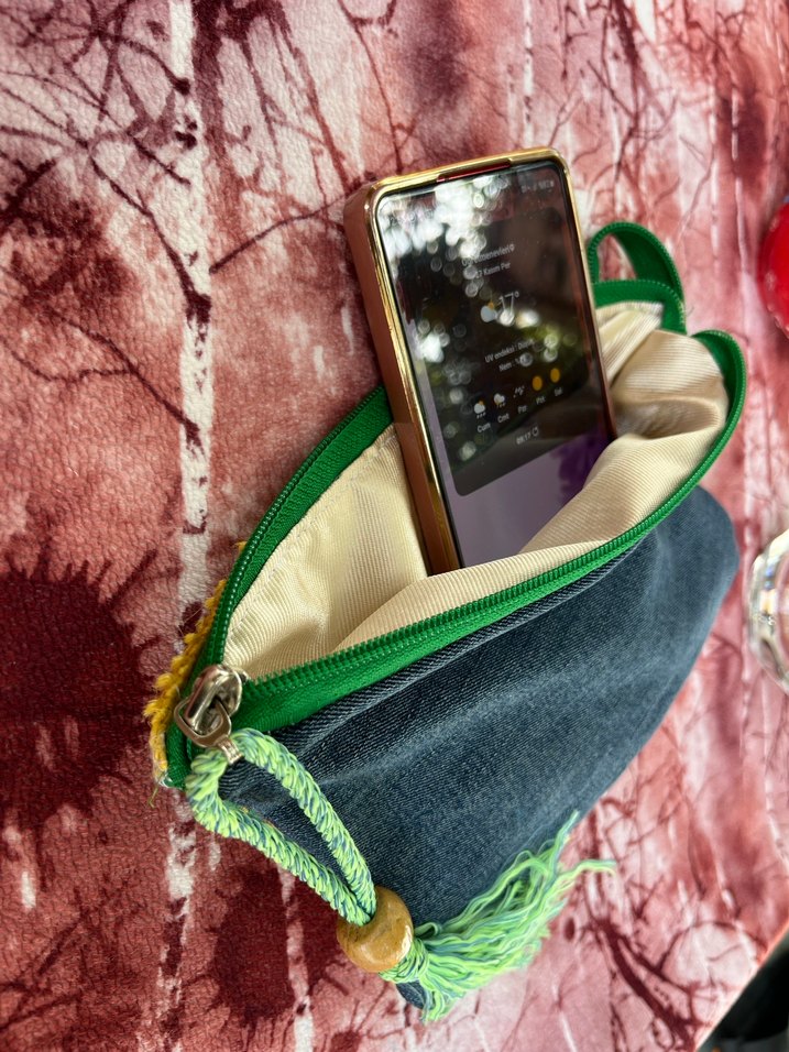 Sarı Nakışlı Bohem Püsküllü Kadın Clutch Çanta - Görsel 5