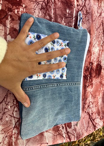Kadın Denim Fermuarlı Clutch Çanta - Görsel 2