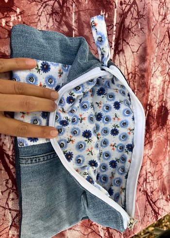 Kadın Denim Fermuarlı Clutch Çanta - Görsel 3