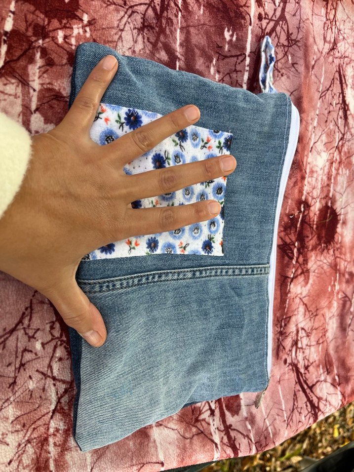 Kadın Denim Fermuarlı Clutch Çanta - Görsel 2