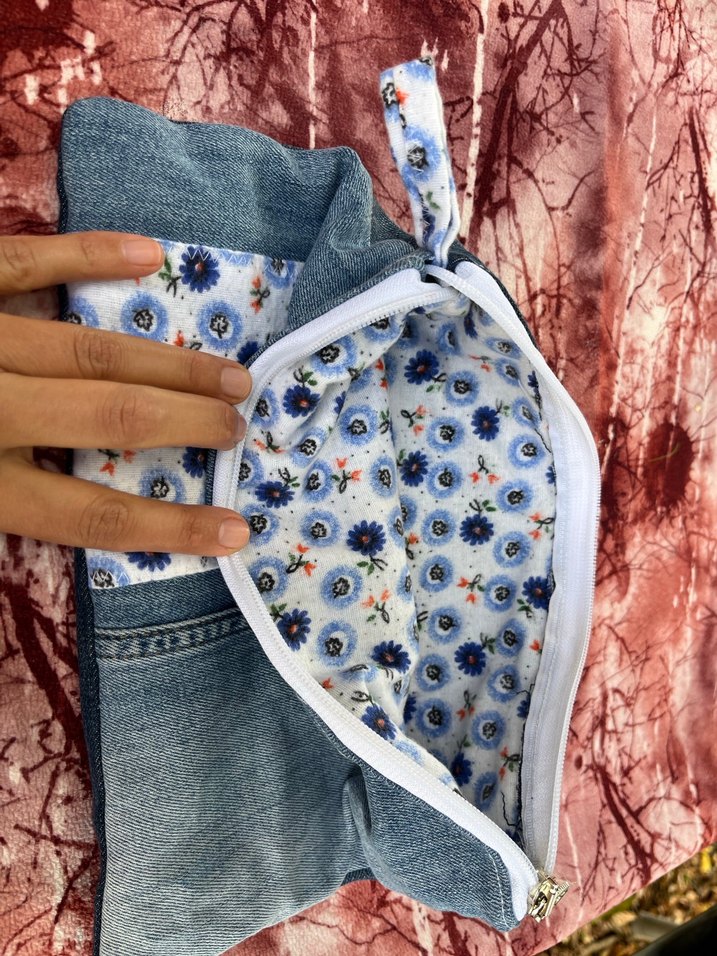 Kadın Denim Fermuarlı Clutch Çanta - Görsel 3