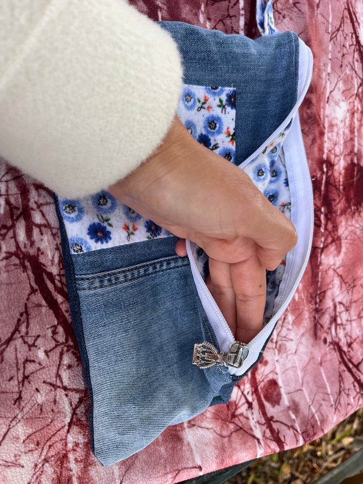 Kadın Denim Fermuarlı Clutch Çanta - Görsel 4