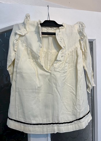 Zara marka Kız Çocuk Beyaz Keten Nakışlı Elbise 4-5 yaş - Görsel 4