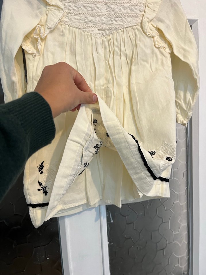 Zara marka Kız Çocuk Beyaz Keten Nakışlı Elbise 4-5 yaş - Görsel 2