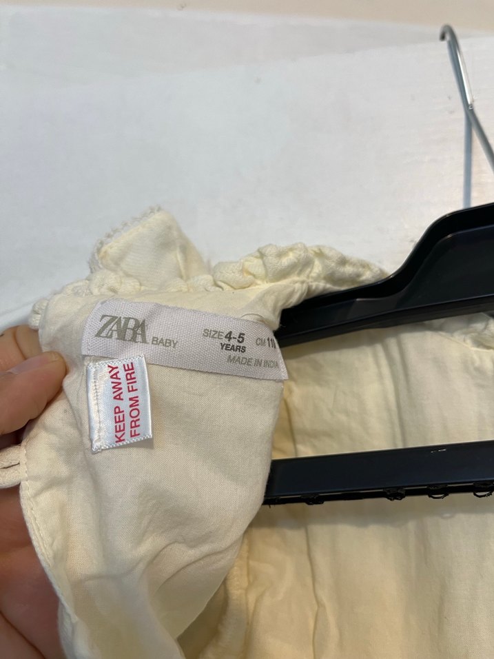 Zara marka Kız Çocuk Beyaz Keten Nakışlı Elbise 4-5 yaş - Görsel 5