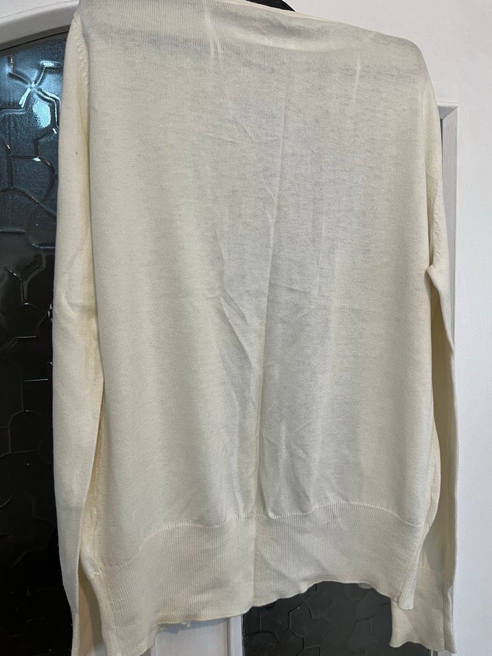 Park brovo 44 beden Düğmeli Beyaz Midi Kadın Hırka - Görsel 4