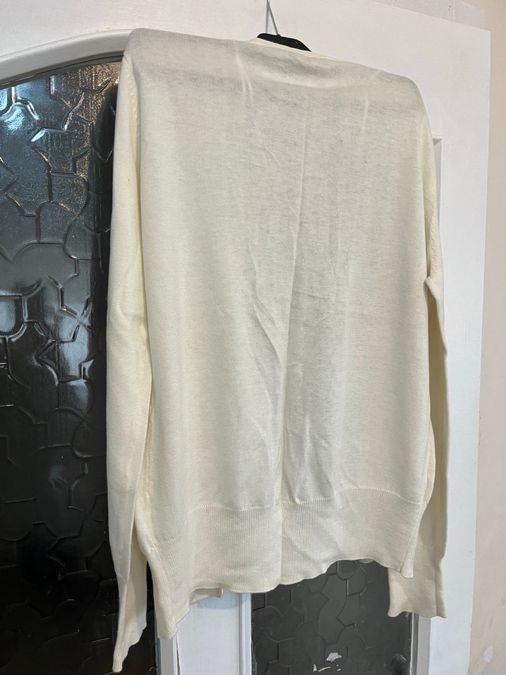 Park brovo 44 beden Düğmeli Beyaz Midi Kadın Hırka - Görsel 3