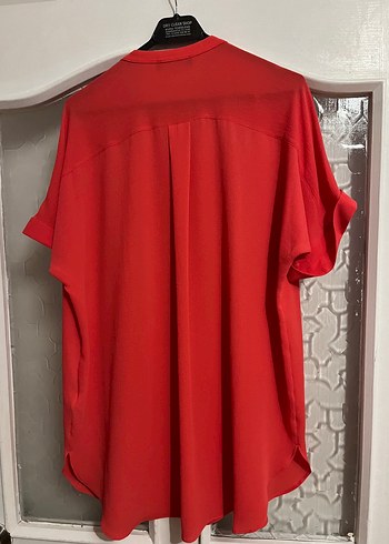 Marks & Spencer Marks & sencer marka Kısa Kollu Kırmızı V Yakalı Salaş Bluz Xl