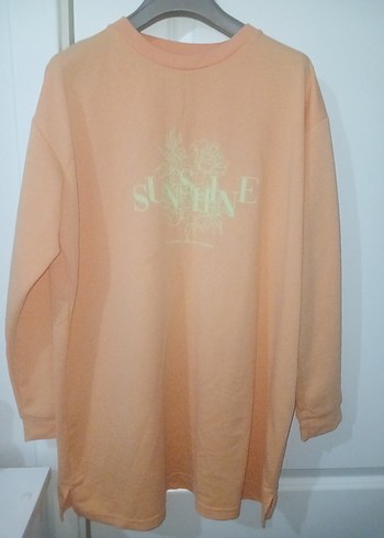 Bej Uzun Kollu Baskılı Kadın Sweatshirt