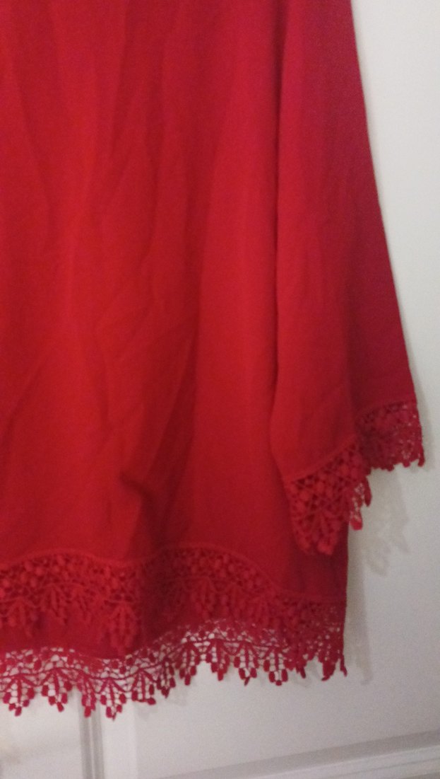 Dantel Detaylı Kırmızı Bohem Bluz - Görsel 2