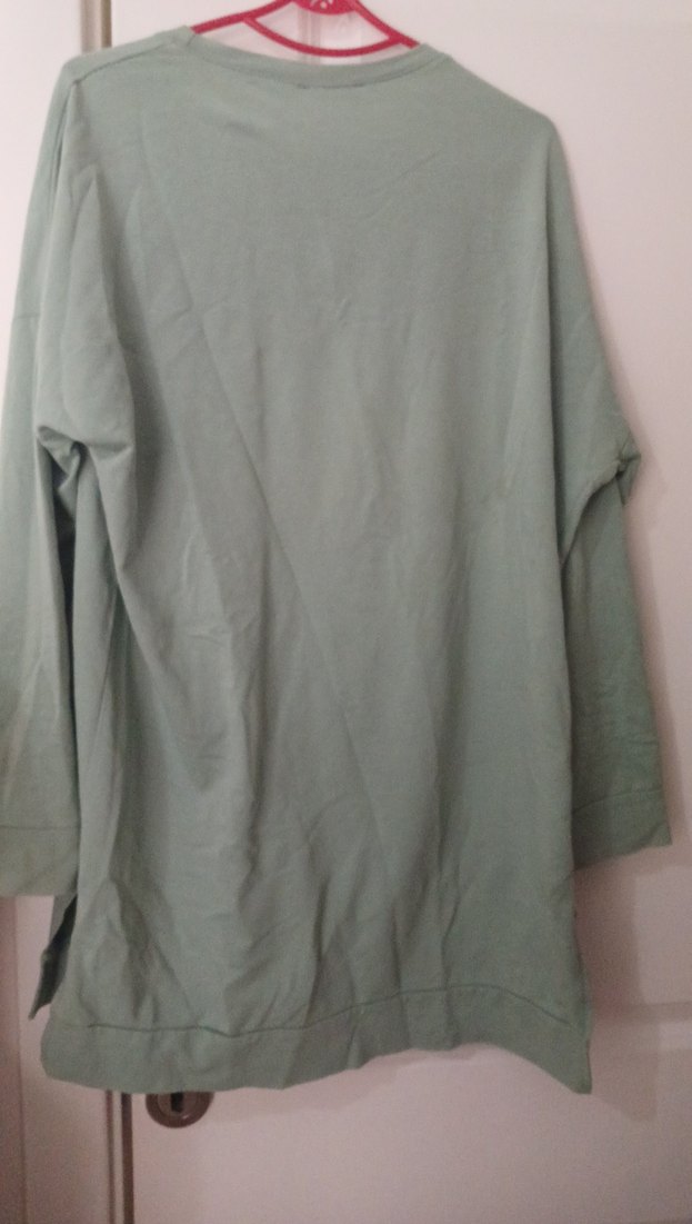 Yeşil Pamuklu Uzun Kollu Sweatshirt - Görsel 3