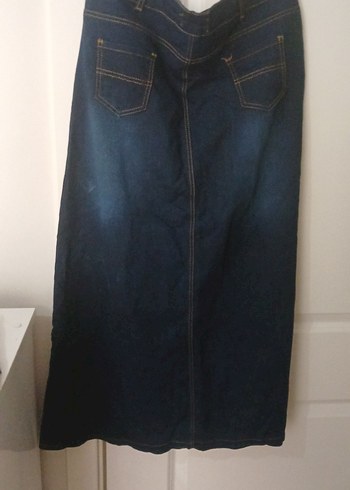 Lacivert Midi Kot Etek - Görsel 4