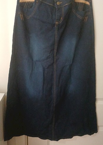 Lacivert Midi Kot Etek - Görsel 2