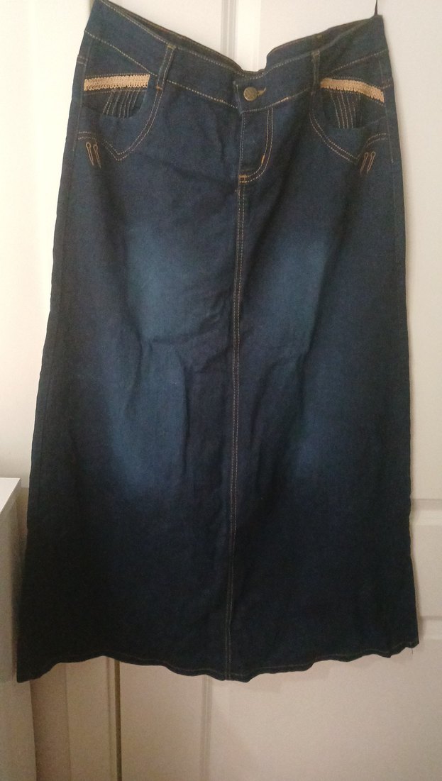 Lacivert Midi Kot Etek - Görsel 2