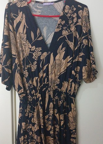 Bohem V Yaka Desenli Uzun Elbise - Görsel 2