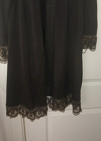 Dantel Detaylı Uzun Siyah Gotik Kadın sabahlik - Görsel 2