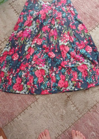 Çiçek Desenli Düğmeli Uzun Bohem Etek - Görsel 3