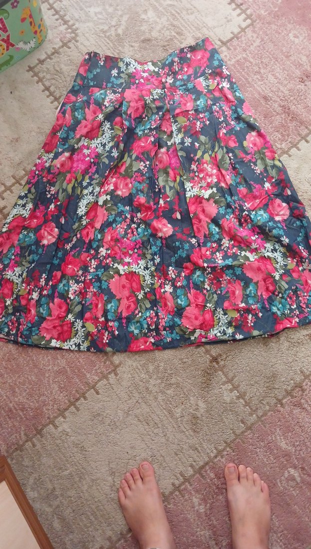 Çiçek Desenli Düğmeli Uzun Bohem Etek - Görsel 3