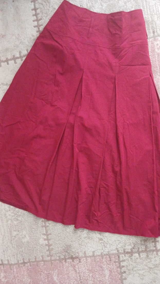 Bordo Piliseli Uzun Kadın Etek - Görsel 2