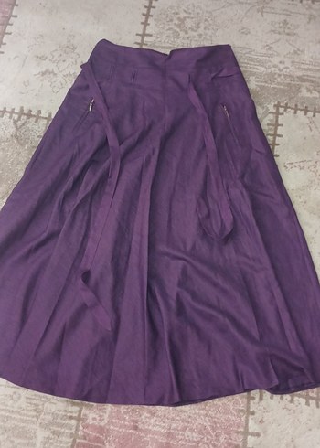 Mor Uzun Keten Etek - Görsel 2