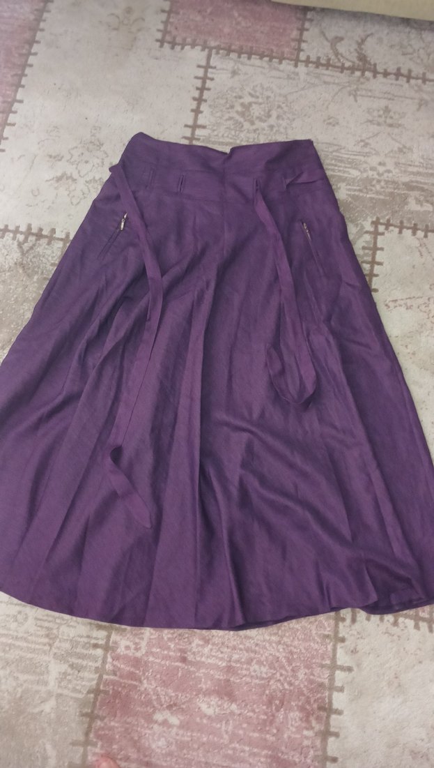 Mor Uzun Keten Etek - Görsel 2