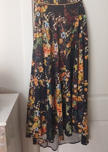 koyu renkli cicek desenli etek - Görsel 2