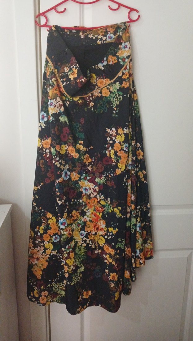 koyu renkli cicek desenli etek - Görsel 4