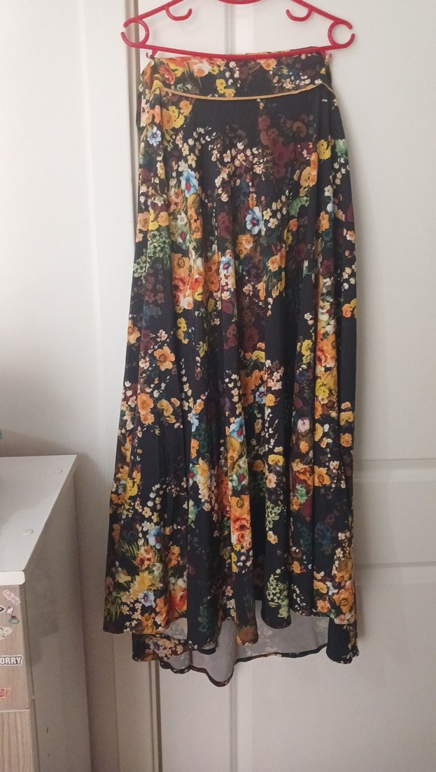 koyu renkli cicek desenli etek - Görsel 2