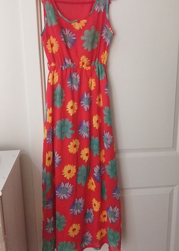 Renkli Çiçek Desenli Bohem Uzun Elbise - Görsel 2