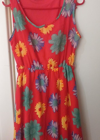 Renkli Çiçek Desenli Bohem Uzun Elbise - Görsel 3