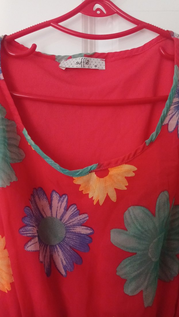 Renkli Çiçek Desenli Bohem Uzun Elbise - Görsel 4