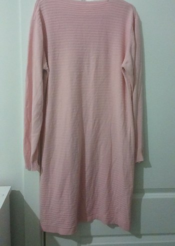 Pembe V Yakalı Uzun Kollu Kadın Keten Kazak - Görsel 2