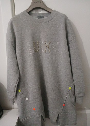 Düğmeli Gri Kadın Sweatshirt