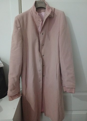 Düğmeli Pembe Midi Kadın Kaban