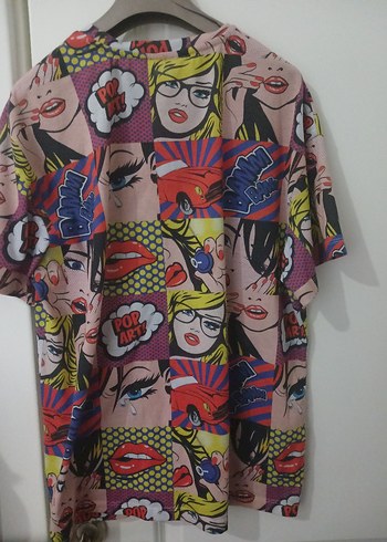 Diğer Renkli Pop Art Baskılı Kadın Tişört